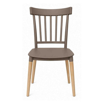 Silla de comedor de madera con respaldo de barrotes